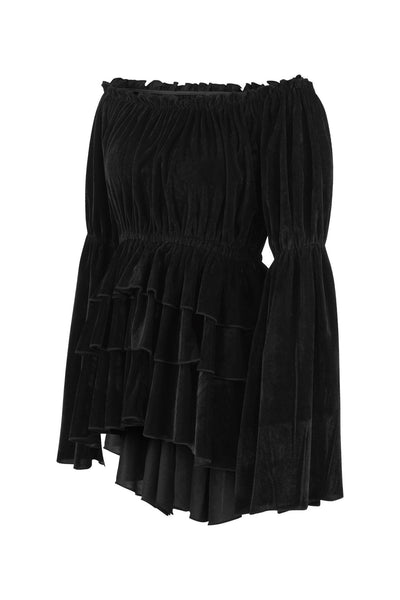 Black Velvet Ruffle Dress - Daisy Corsets