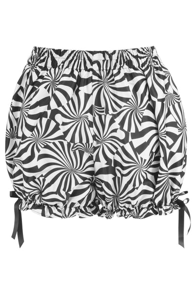 Black & White Crepe Swirl Print Bloomers - Daisy Corsets