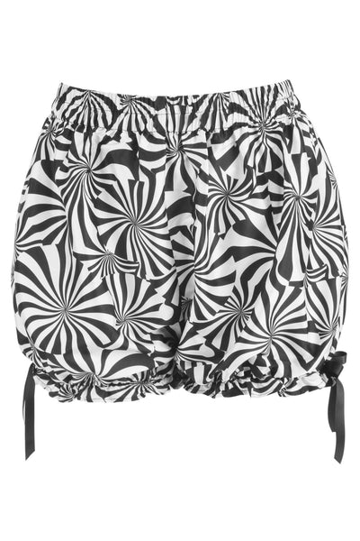 Black & White Crepe Swirl Print Bloomers - Daisy Corsets