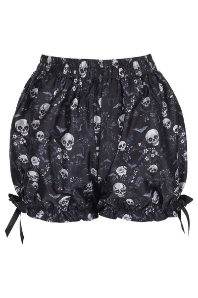 Black & White Gothic Skull Print Bloomers - Daisy Corsets