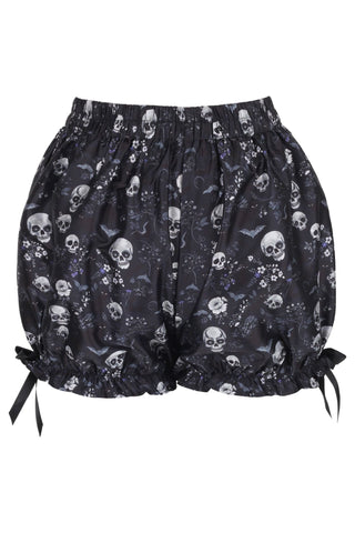 Black & White Gothic Skull Print Bloomers - Daisy Corsets