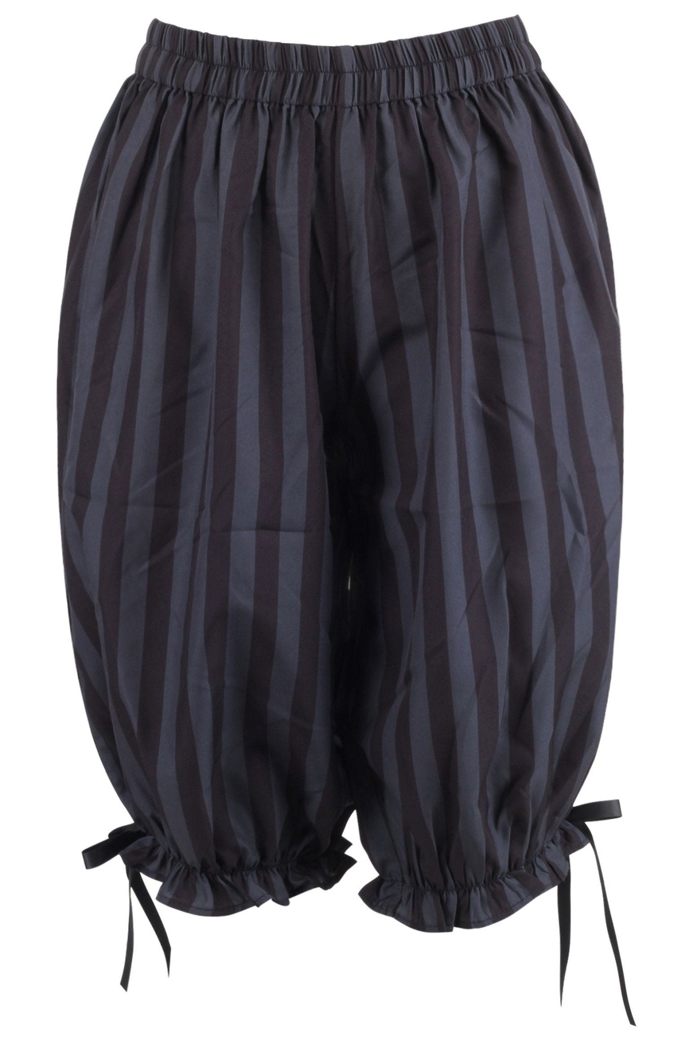 Black/Dark Grey Striped Crepe Long Bloomers - Daisy Corsets