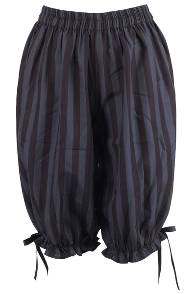 Black/Dark Grey Striped Crepe Long Bloomers - Daisy Corsets