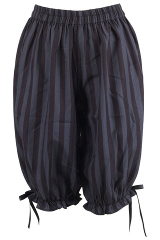 Black/Dark Grey Striped Crepe Long Bloomers - Daisy Corsets