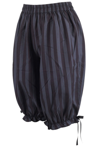 Black/Dark Grey Striped Crepe Long Bloomers - Daisy Corsets