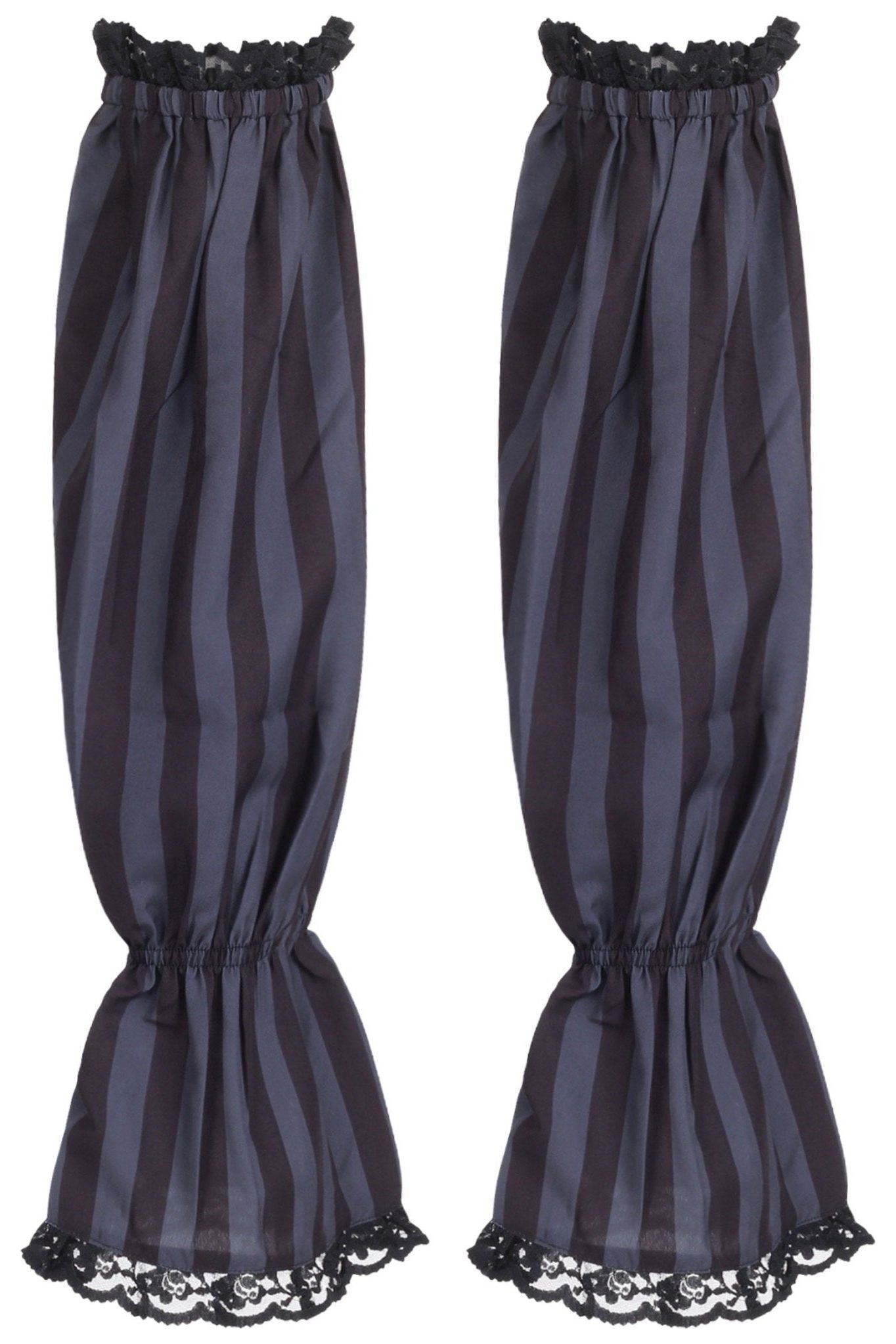 Black/Dark Grey Striped Smocked Sleeves - Daisy Corsets