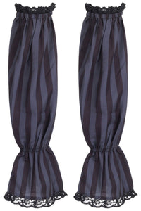 Black/Dark Grey Striped Smocked Sleeves - Daisy Corsets