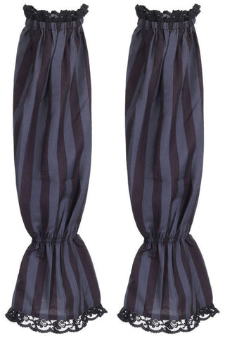 Black/Dark Grey Striped Smocked Sleeves - Daisy Corsets