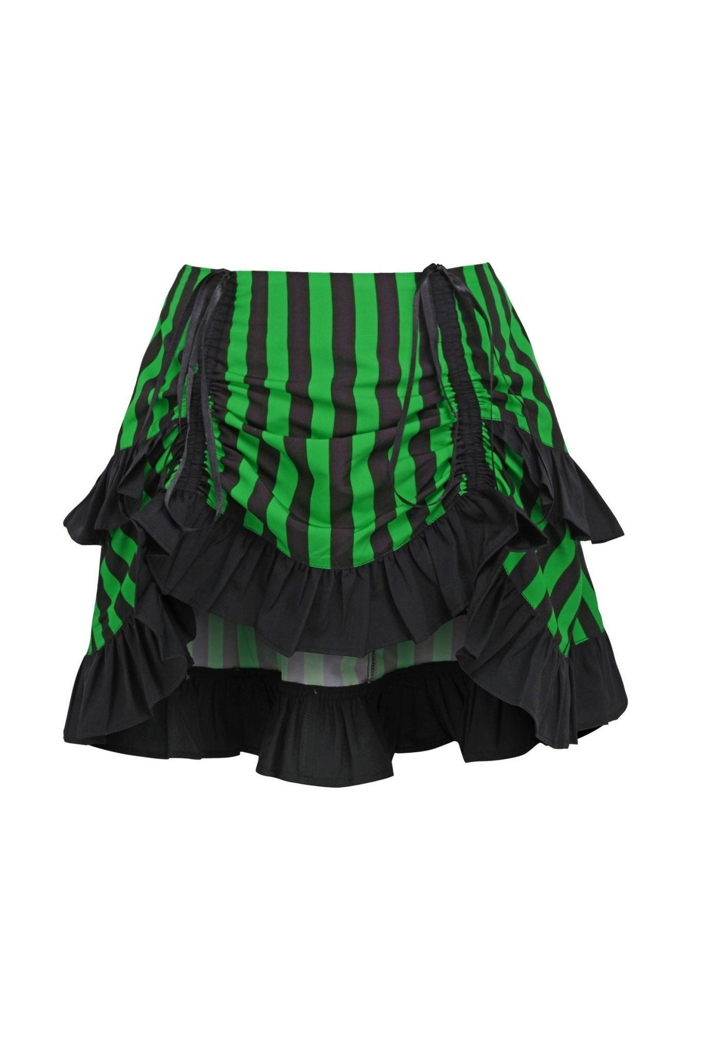 Black/Green Striped Ruched Bustle Skirt - Daisy Corsets