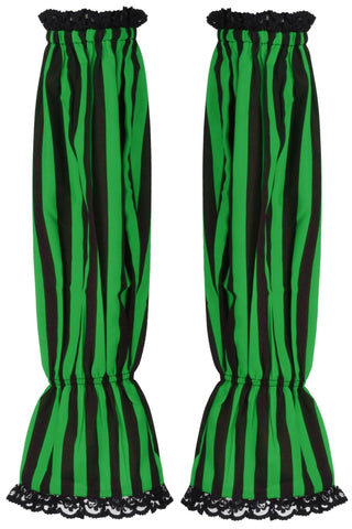 Black/Green Striped Smocked Sleeves - Daisy Corsets