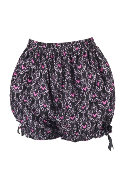 Black/Pink Damask Bats Crepe Bloomers - Daisy Corsets