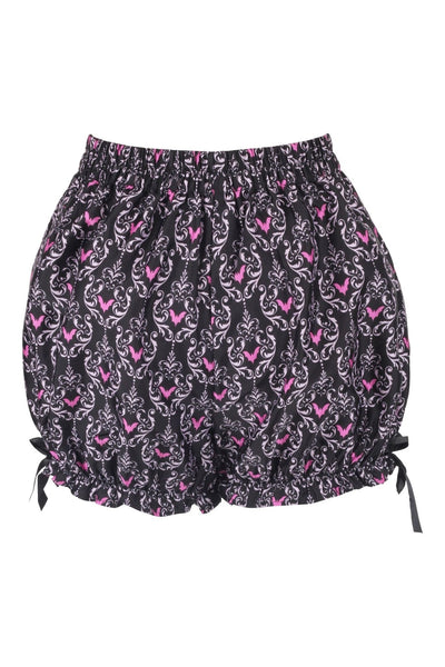 Black/Pink Damask Bats Crepe Bloomers - Daisy Corsets