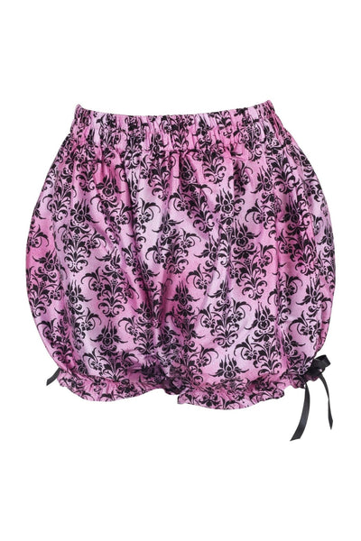 Black/Pink Damask Pattern Crepe Bloomers - Daisy Corsets