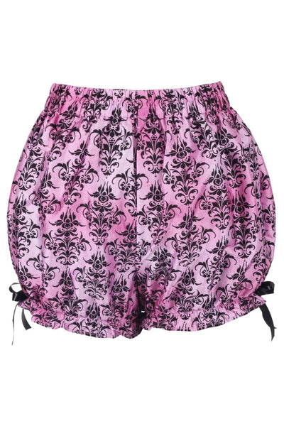 Black/Pink Damask Pattern Crepe Bloomers - Daisy Corsets