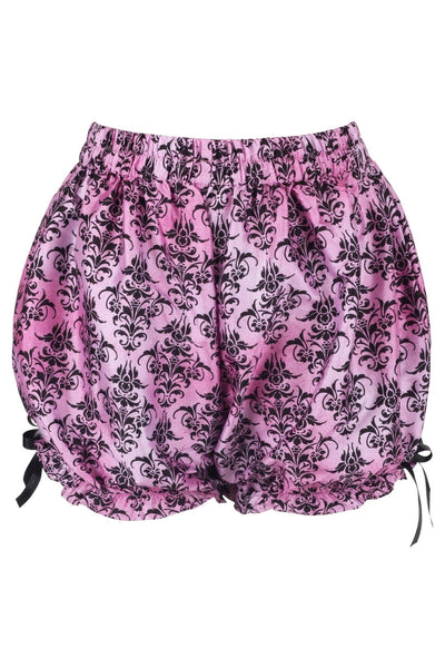 Black/Pink Damask Pattern Crepe Bloomers - Daisy Corsets