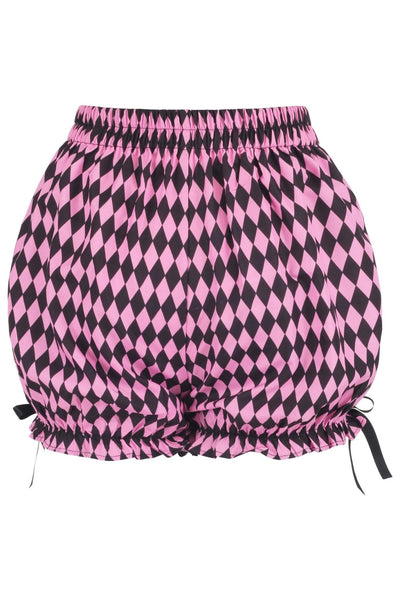 Black/Pink Diamond Print Harlequin Pattern Crepe Bloomers - Daisy Corsets
