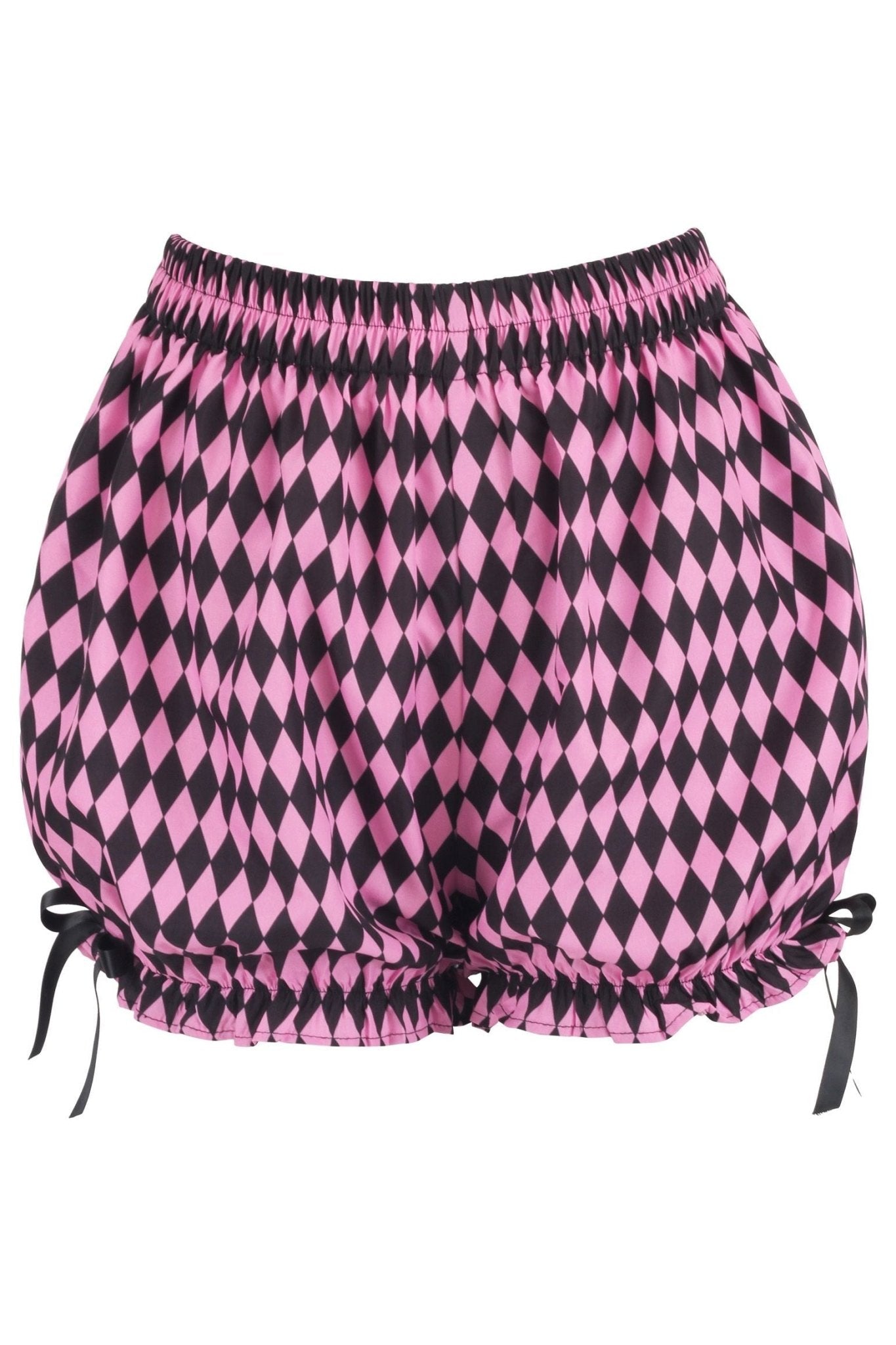Black/Pink Diamond Print Harlequin Pattern Crepe Bloomers - Daisy Corsets