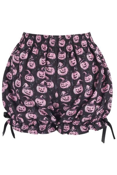 Black/Pink Scary Pumpkin Pattern Crepe Bloomers - Daisy Corsets