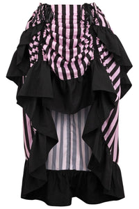 Black/Pink Stripe Adjustable High Low Skirt - Daisy Corsets