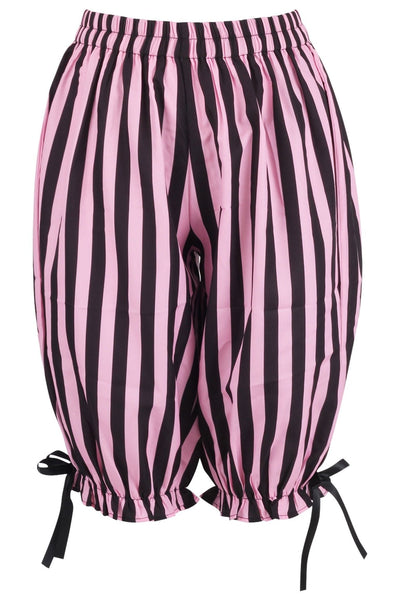 Black/Pink Striped Crepe Long Bloomers - Daisy Corsets