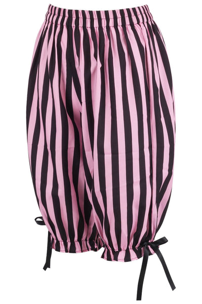 Black/Pink Striped Crepe Long Bloomers - Daisy Corsets