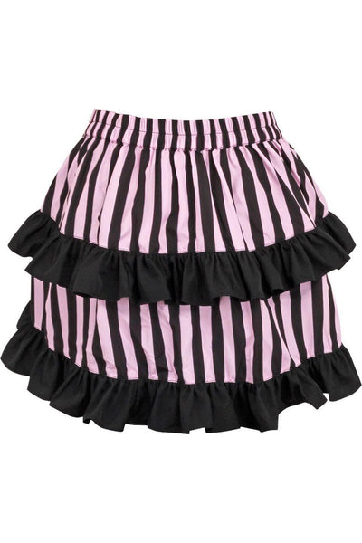 Black/Pink Striped Ruched Bustle Skirt - Daisy Corsets