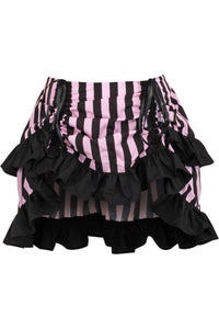 Black/Pink Striped Ruched Bustle Skirt - Daisy Corsets