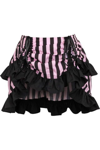 Black/Pink Striped Ruched Bustle Skirt - Daisy Corsets