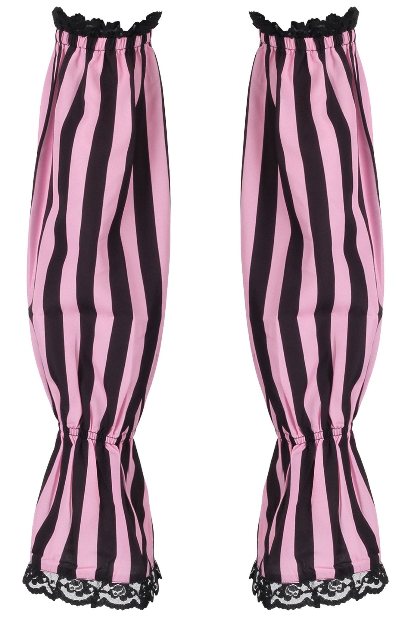 Black/Pink Striped Smocked Sleeves - Daisy Corsets
