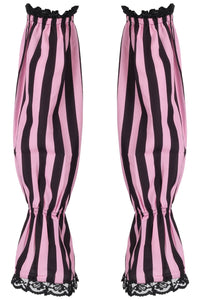 Black/Pink Striped Smocked Sleeves - Daisy Corsets