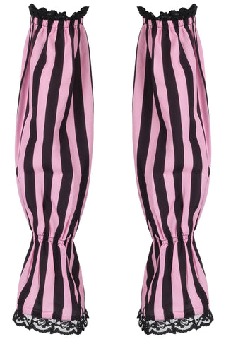 Black/Pink Striped Smocked Sleeves - Daisy Corsets