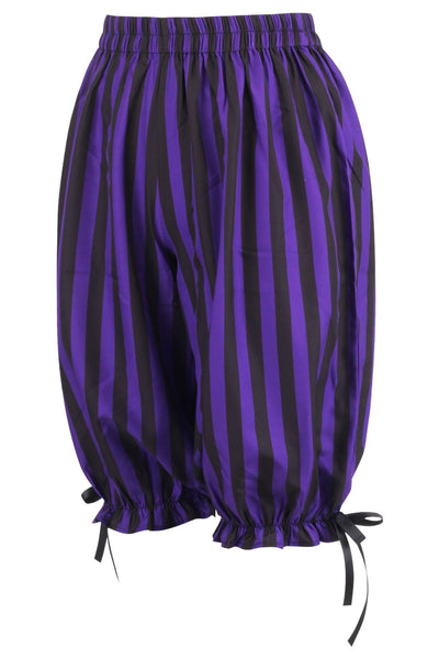 Black/Purple Striped Crepe Long Bloomers - Daisy Corsets
