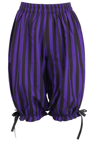 Black/Purple Striped Crepe Long Bloomers - Daisy Corsets