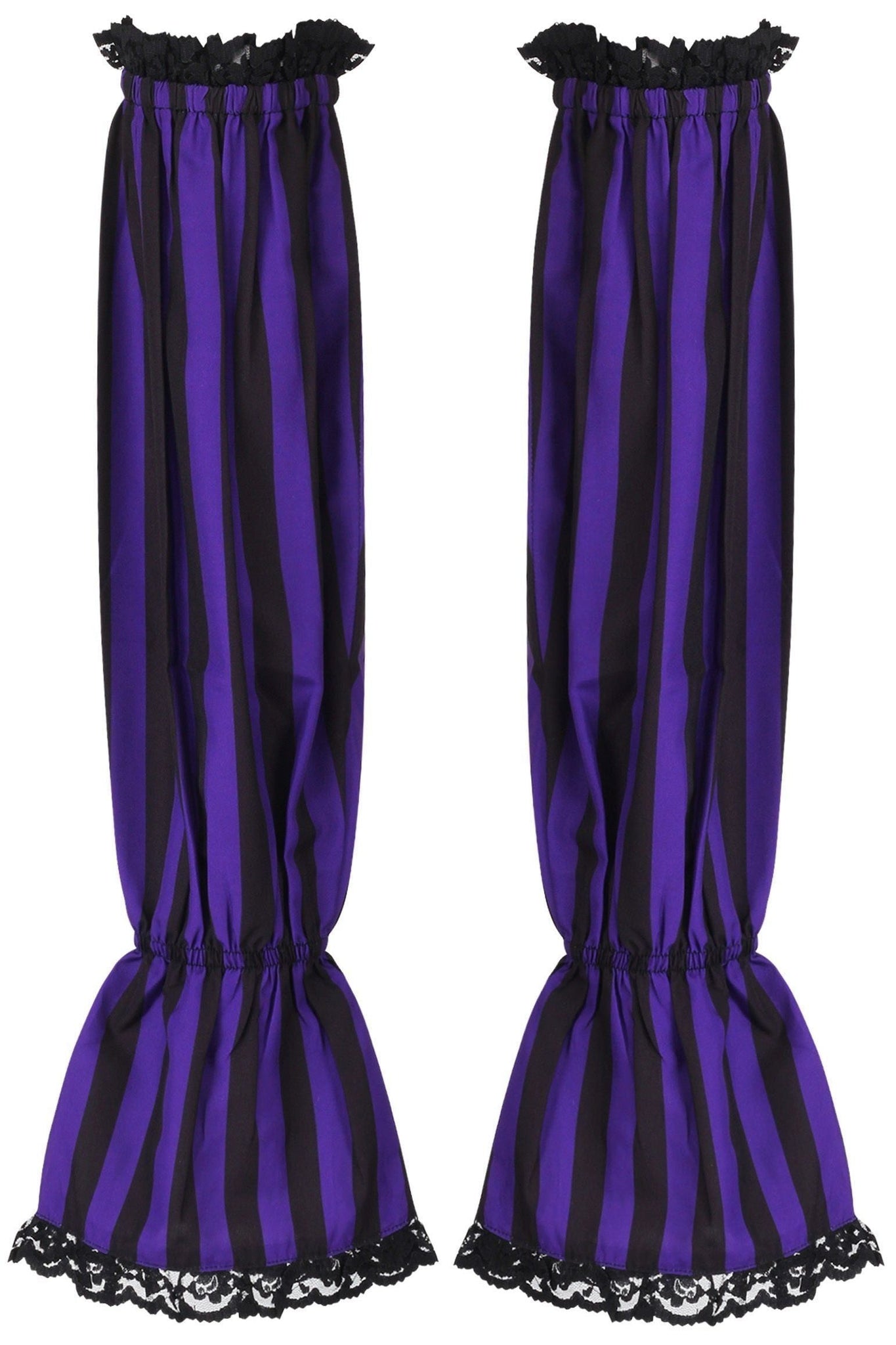 Black/Purple Striped Smocked Sleeves - Daisy Corsets
