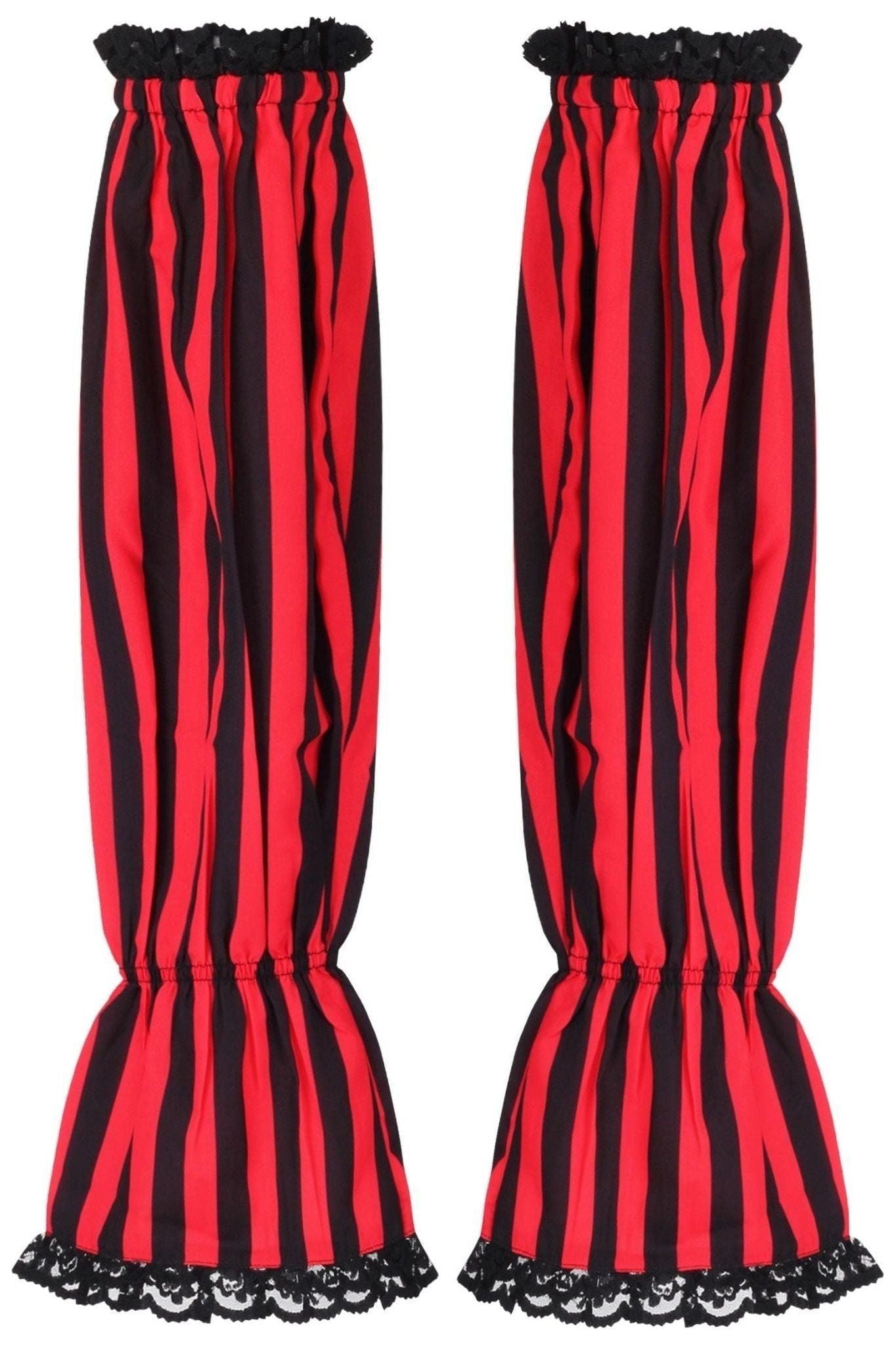 Black/Red Striped Smocked Sleeves - Daisy Corsets