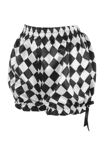 Black/White Diamond Print Satin Bloomers - Daisy Corsets