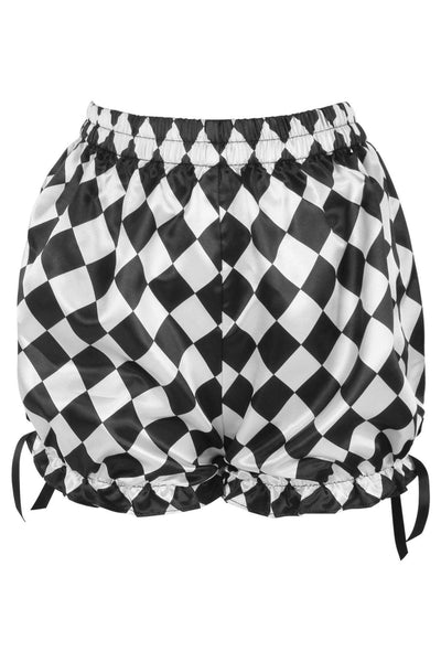 Black/White Diamond Print Satin Bloomers - Daisy Corsets