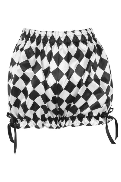 Black/White Diamond Print Satin Bloomers - Daisy Corsets
