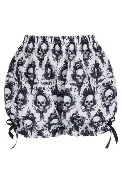 Black/White Skull Print Crepe Bloomers - Daisy Corsets