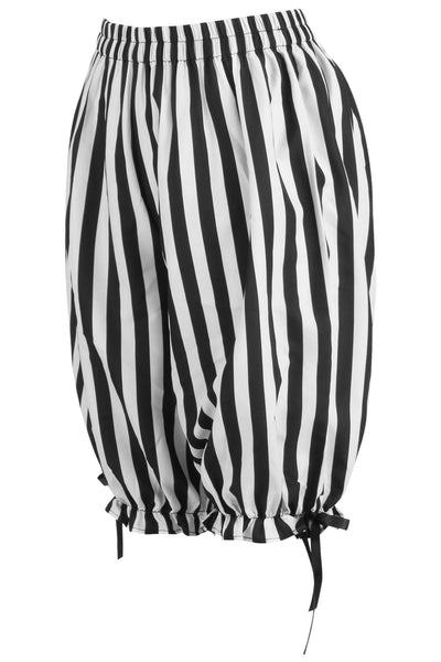 Black/White Striped Crepe Long Bloomers - Daisy Corsets