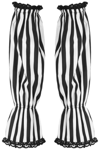 Black/White Striped Smocked Sleeves - Daisy Corsets