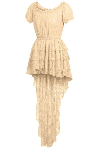 Cream High Low Lace Dress - Daisy Corsets