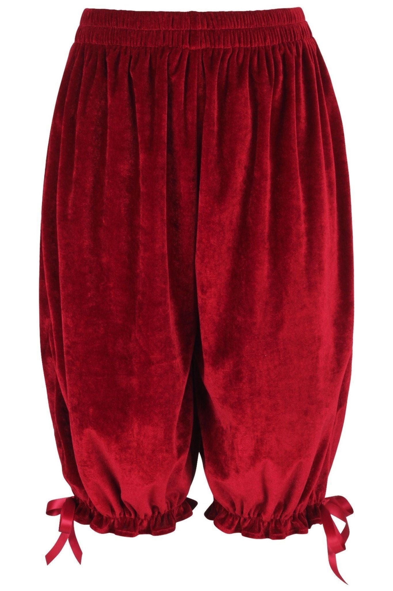 Dark Red Velvet Long Bloomers - Daisy Corsets