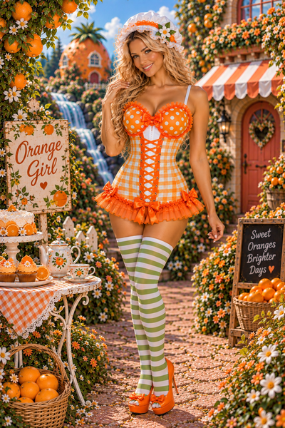 PRE-ORDER Lavish Orange Ruffle Sweetheart Bustier Corset