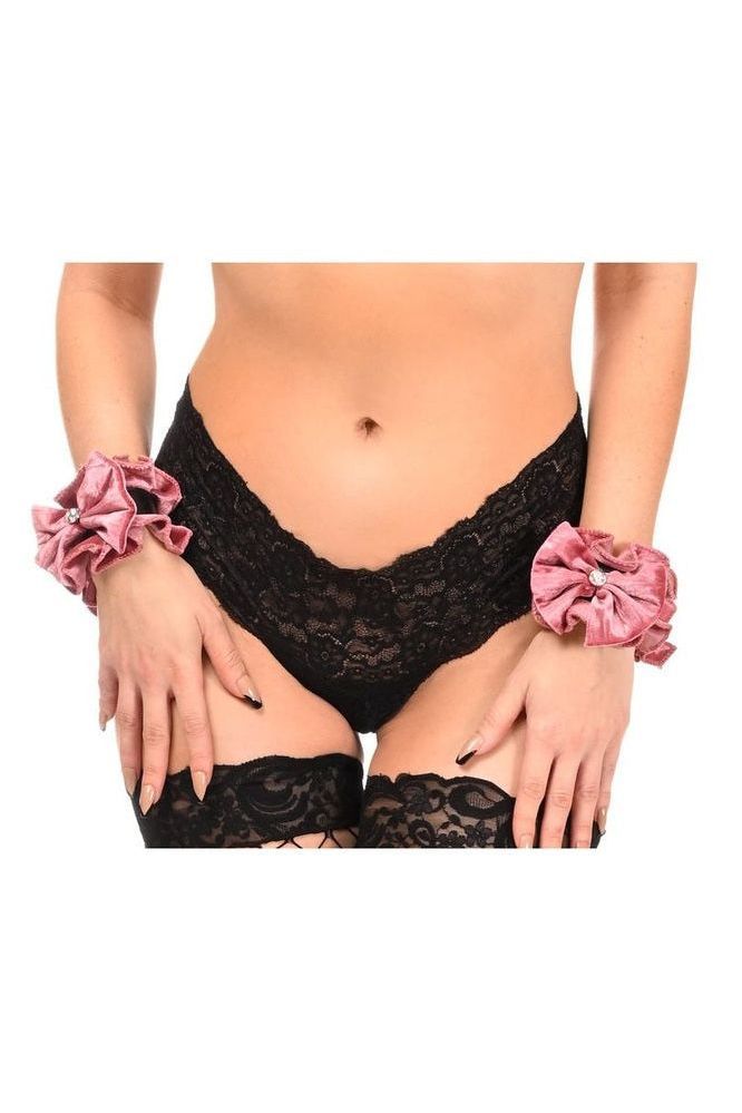 Kitten Collection Dusty Rose Velvet Wristlets (Set of 2) - Daisy Corsets