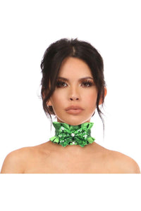 Kitten Collection Green Satin & Sequin Choker - Daisy Corsets