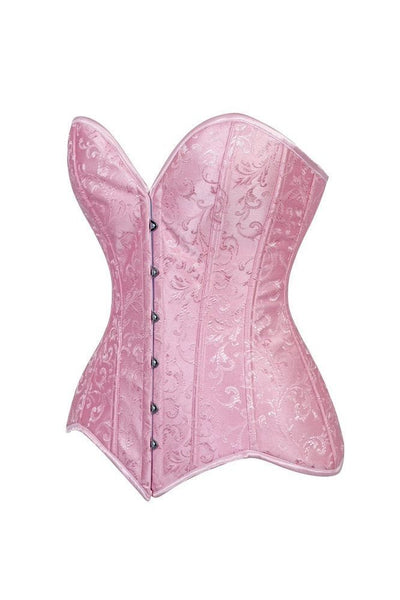 Lavish 2 PC Lt Pink Brocade Corset & Black Lace Skirt Set - Daisy Corsets