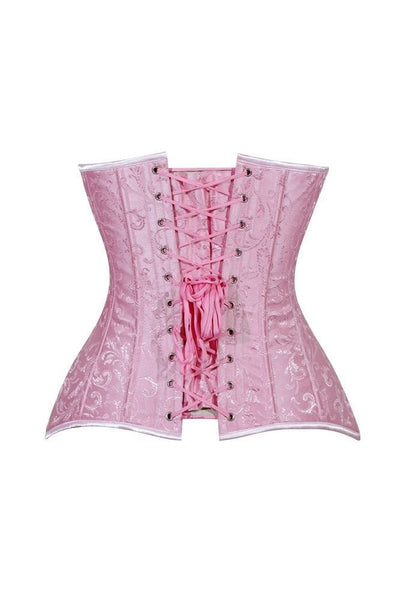 Lavish 2 PC Lt Pink Brocade Corset & Black Lace Skirt Set - Daisy Corsets