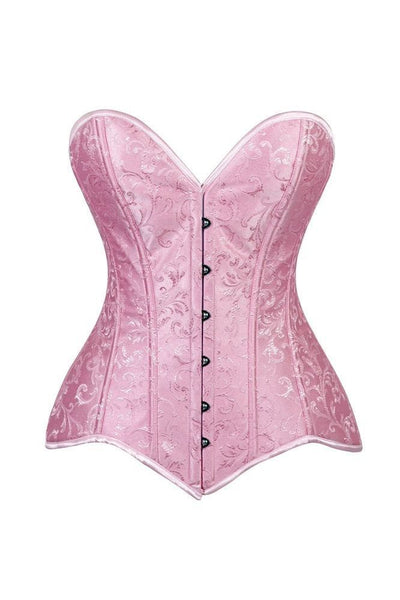 Lavish 2 PC Lt Pink Brocade Corset & Black Lace Skirt Set - Daisy Corsets