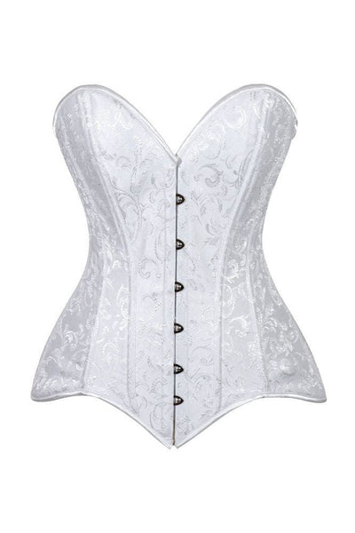 Lavish 2 PC White Brocade Corset & Denim Skirt Set - Daisy Corsets